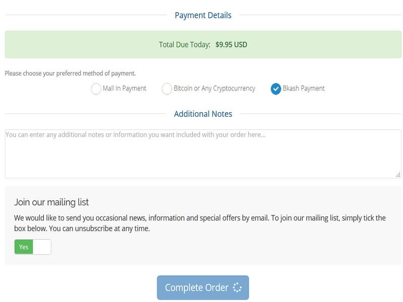 order payment button